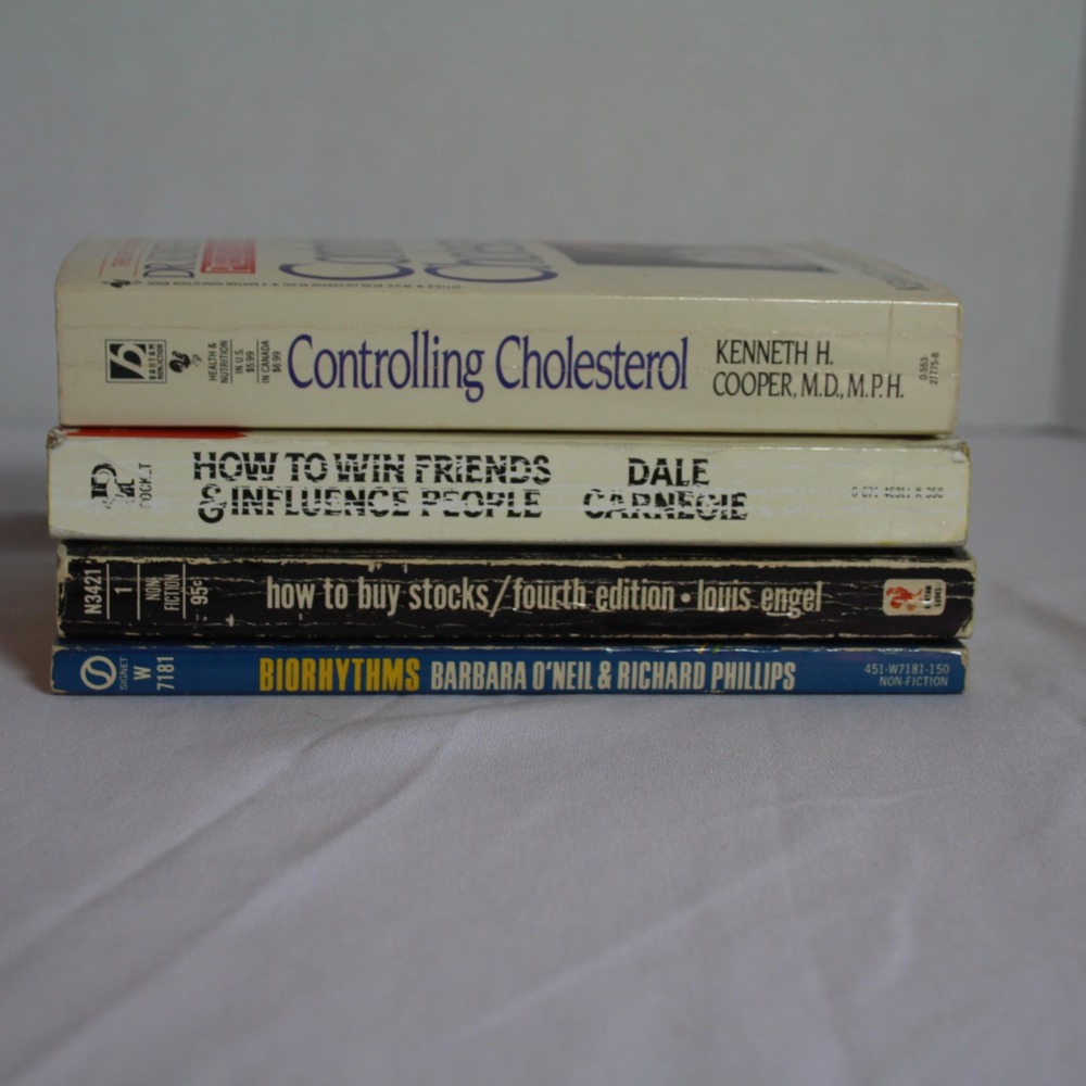 Self Help Books Lot - How to Win‎ Friends, Controlling Cholesterol, Biorhythms